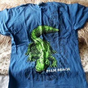 T Shirt With Palm Beach & Gator Print